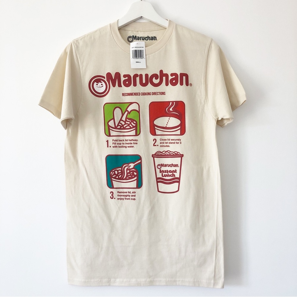 NWT Maruchan Directions T-Shirt Size S Instant Lunch Ramen Beige
